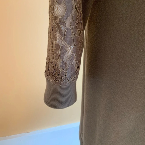 SANDWICH Olive Lace Sweatshirt Shift Dress Size M - Picture 4 of 15